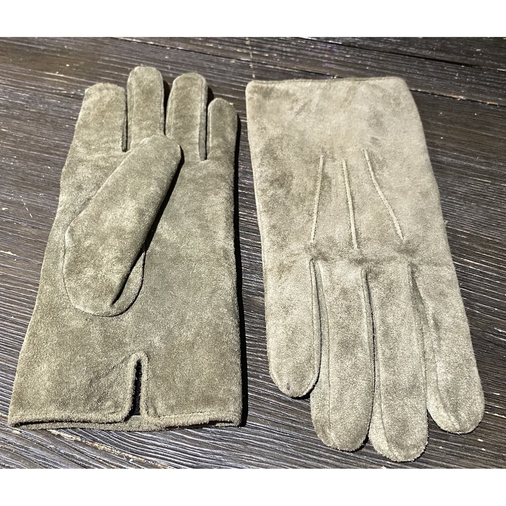 Isotoner Women's Suede Lined Driving Leather Gloves Olive Green SZ XL